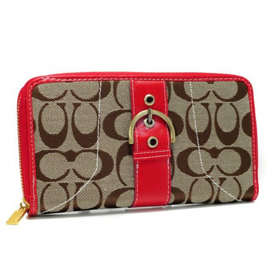 Coach Buckle In Signature Large Red Wallets AXG | Coach Outlet Canada